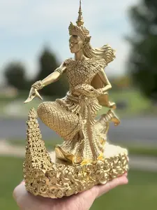 Khmer Flower Goddess Statue 9.75" – Cambodian Prosperity Apsara – 3D Printed Cultural Art – Symbol of Grace & Good Fortune
