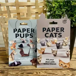 DIY Paper Cats Craft Kit for Kids, Geometric Origami Half-Finished Set, 50 Pieces Cat Folding Papers, Creative Handmade Project