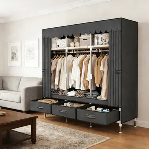 A portable wardrobe with ample capacity and dust-proof feature, equipped with 6 storage spaces and 3 drawers, suitable for use in families, bedrooms, rental houses, international students' dormitories, student hostels, and various storage scenarios.