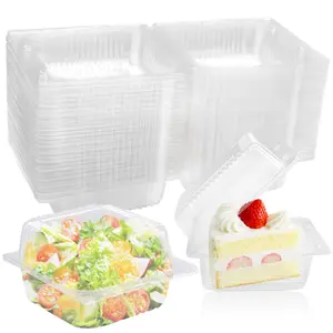 100 PCS Clear Plastic Square Hinged Food Container,Plastic Take Out Containers,Disposable Clamshell Food Containers for Salads,Pasta,Dessert,Sandwiches