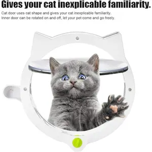 Indoor Pet Door,Flap Cat Flap Door,Door Opening Size 21cm/8.27in,4 Locking Modes Magnetic Weatherproof Cat Flap with Installation Accessories for Thin Door and Wall