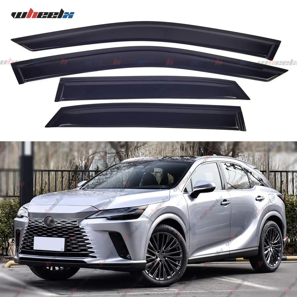 2023-2024 – Lexus RX 350/350h/500h F Sport – 4-Pieces Acrylic Rain Guards & Sun Visors , Dark Smoke Wind Deflectors, All-Weather UV Protection, Non-Scratch Easy Installation