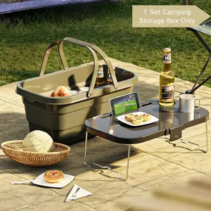 Foldable Outdoor Picnic Basket, Portable Large Capacity Multi-Functional Storage Box, Camping Hiking Handheld Bucket, Campsite Use, Collapsible Baskets