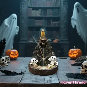 1pc Skull Mountain Backflow Incense Burner, Includes Box of Incense Sticks and Backflow Incense Cones, Creative Home Decor for Halloween, Eye-Catching Decorative Piece