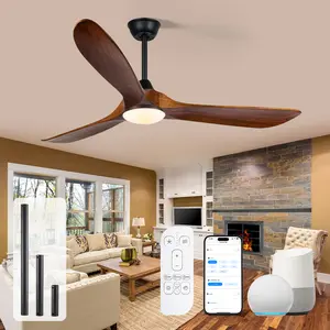 Smart & Remote Controlled 3 Blade Soild Wood Ceiling Fan with Light, Timer & Memory Function