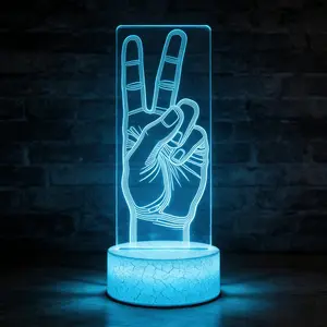 3D Finger Biye Night Light 16 Colors Remote Control & Smart Touch Dimmable 3D Illusion Bedside Lamp,Bedroom Decoration Birthday Christmas Toy Gift for Kids Boys Girls Friends