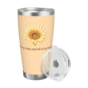 Sunflower Love 20oz Stainless Steel Tumbler with Lid & Straw - "You Are My Today and All of My Tomorrows" Romantic Gift  Her, Insulated Travel Coffee Mug  Car, Office, Outdoor for