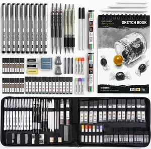 Four Candies 73/52PCS Advanced Art Supplies Drawing Kit with Fineliner Pens, Mechanical Pencils, 3-Color Sketchbook, Charcoal Sticks,Pastels for Sketching Drawing Comics Gifts for Professionals Artists