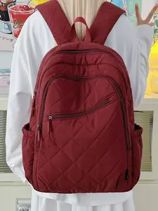 1pc  Women's backpack with solid color and clean color, zipper closure, fashionable and versatile, casual and simple, suitable for autumn and winter students to go to school, commute to work and travel, women's backpack