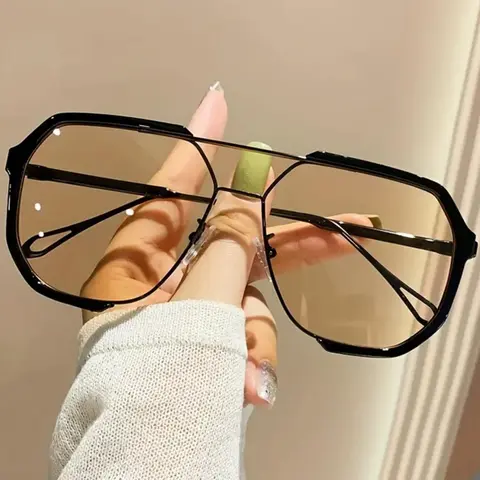 Unisex Flat Top Geometric Frame Sunglasses, Summer Sunglasses, Trendy Fashion Shades, Trendy Casual Sunglasses, Stylish Classic Aviator Sunglasses, Chic Travel Essentials, Trendy Vintage Sun Protective Sunglasses for Driving & Travel