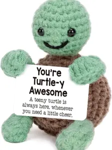 Mini Funny Positive Turtle Gifts, Small Handmade Crochet Animals Cute Stuff, Inspirational Gifts for Women Men Birthday Presents, Turtle Decor