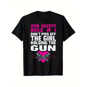 Graphic T-Shirt Featuring Gun Rules, Designed with a Message. Made from, This Casual Round Neck Tee Is Suitable for Men And Perfect for Outdoor Activities in Any Season. Available in Sizes S to XXXL, It Comes in  Oversized Crewneck