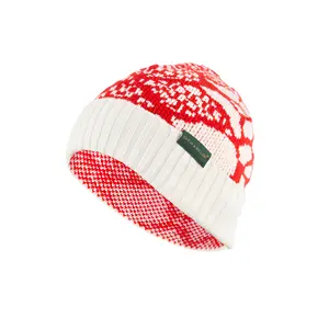 Red & White Fair Isle Beanie | Cozy Holiday Knit Hat