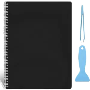 Large Reusable Sticker Book Collecting Album 8.5×11 Inch Sticker Collection Storage Book with 40 Sheets Blank Release Paper Restickable Stickers Organizer Notebook with Tools Black