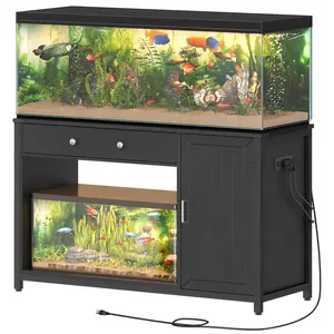 HOOBRO Aquarium Stand with Charging Station (3 AC, 1 USB-A, 1 Type-C), Reptile Tank Stand with Flip-Door Drawer and Cabinet, for Living Room, Black #SpringSale #BigSpringSale
