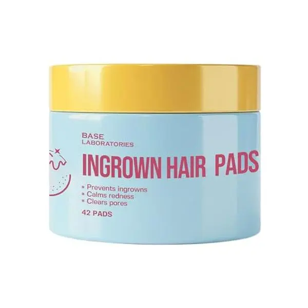 BASE LABORATORIES Ingrown Hair Treatment Pads with AHA & BHA, Razor Bumps | 42 Ingrown Hair Remover Pads, Keratosis Pilaris Treatment, Razor Bump Care, Exfoliating Pads, Shave Bumps, Bikini Ingrown