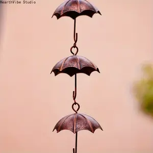 1pc new style umbrella rain chain, Chinese courtyard corridor ancient building metal rain chain, new drainage chain umbrella chain, functional and decorative rain chain, hanging outdoor garden decoration, metal drainage chain for park cool corridors.