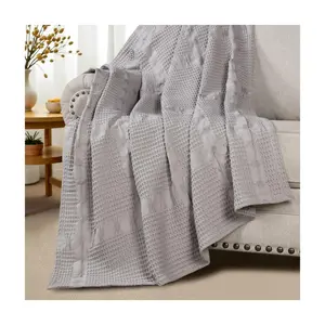 Superior Mai Geometric Waffle Cotton Blanket, Throw