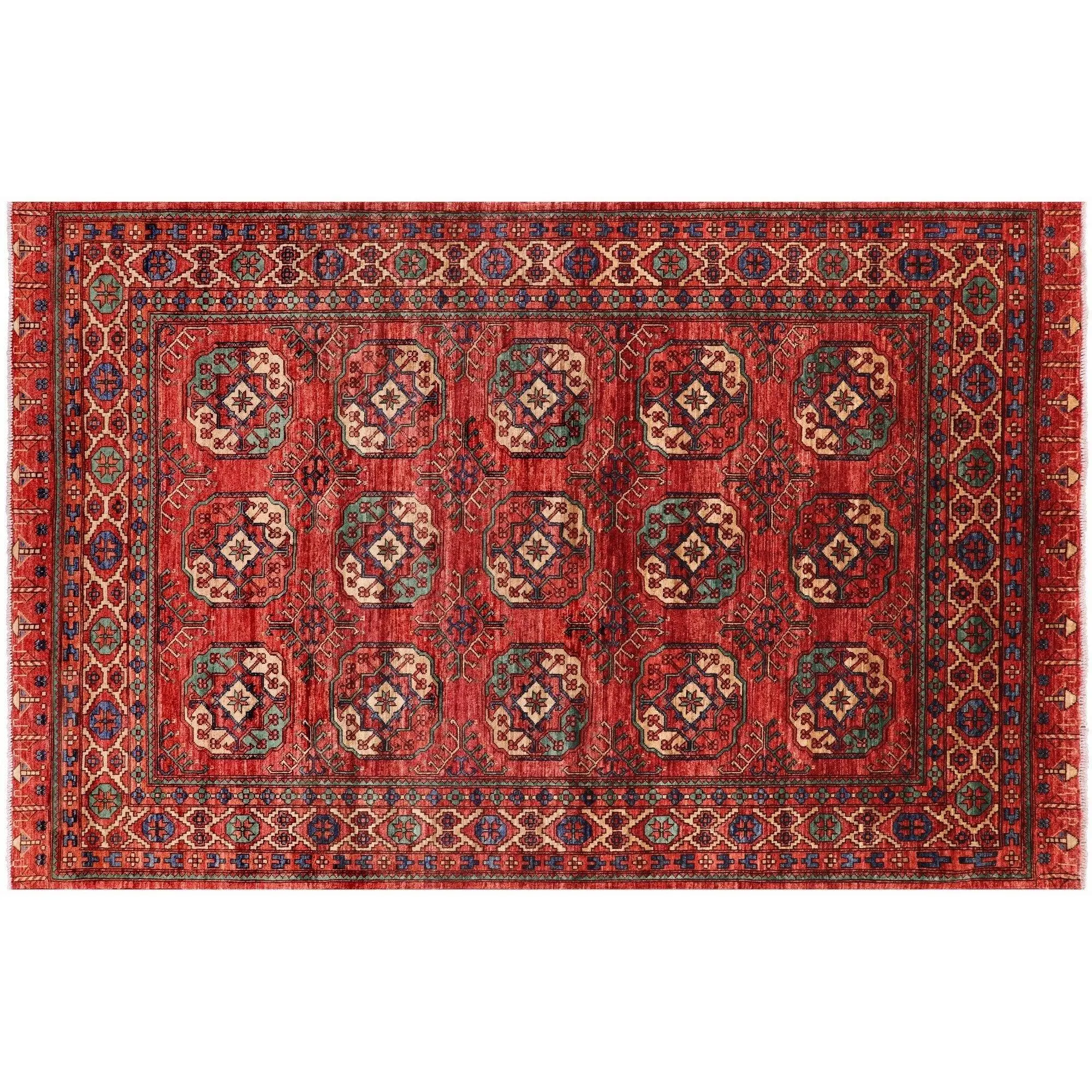 Red Bokhara Hand-Knotted Wool Rug 6' 7" X 10' 2" - Q5211