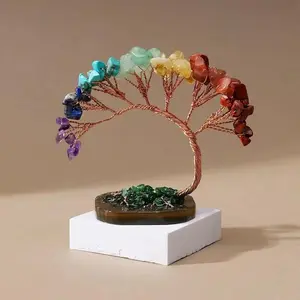 Multicolor Crystal Life Tree, Agate Tail Tree, Handwoven, Desktop Decor, Crystal Micro Landscape, Wealth Attracting Ornament, Home Office Car Gift