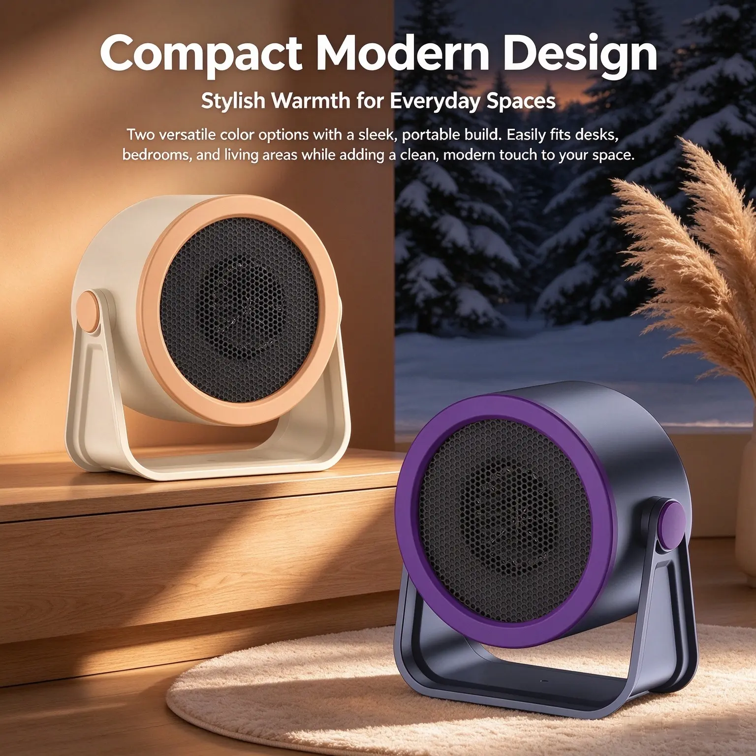 Personal Portable Desktop Heater, Instant On Fast Warm, 2 Heat Settings, 90° Adjustable Small Space Heater for Bedroom Desk Dorm