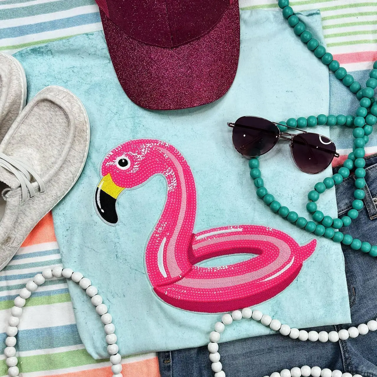Pink Flamingo Floaty Sequin Patch Pink Flamingo Floaty Sequin Patch