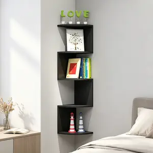 Creative No-Drill Corner Shelf, Nordic Style Wall-Mounted Triangular Organizer, Multi-Layer Wood Plastic Board, Kitchen Bathroom Living Room Decor Bookshelf