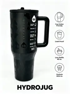 HydroJug 40oz Insulated Stainless Steel Tumbler with Handle, Black Leopard Print Leak Proof Travel Mug, Cup Holder Friendly, BPA Free for Iced Coffee, Water, Office & Gym outdoorfun