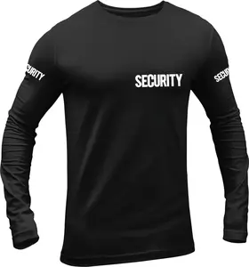 Men's Long Sleeve Security T-Shirt (Black & White, Chest, Back & Both Sleeve Print) Men's Long Sleeve Security T-Shirt (Black & White, Chest, Back & Both Sleeve Print)