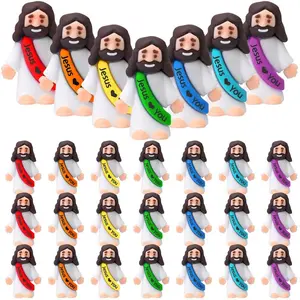 YOUYelakey Mini Jesus Figures 50/100Pcs Tiny Jesus Figures Cute Jesus Ornament Toys with Jesus Love You Slogan Religious to Hide and Seek Religious Christmas Christian Baptism Gifts,OutdoorFun Decor Memorial