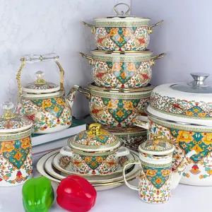 High-quality Enamel Soup Pot, Enamel Double-layer Steamer of The Same Series, with Multiple Specifications to Choose, Perfect For Stews, Braising & Steaming, Works On Induction/Gas/Electric