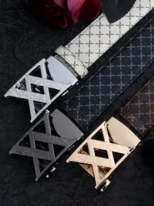 Trendy Men's Belt with Automatic Buckle, Casual Business Waistband, Durable Youth Leather Belt, Fashion Versatile Belts for All Seasons, Street Style Belt