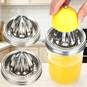 1 Manual Squeezer Lid for Mason Jars - Heavy-Duty 201 Stainless Steel Juicing Lid for Lemons & Citrus; Rust-Resistant Canning Lid for Preserving Lemons and Citrus Fruits