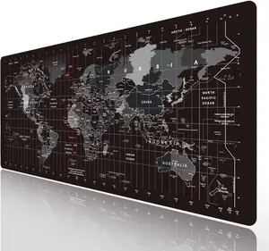 Large Keyboard Gaming  Pad Black World Map  Pad with Anti-Slip Rubber Base, Extended XXL Long Gaming Mousepad Big  Pads for Desk,31.5 X 11.8 Inch