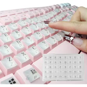 L-KBB001  80 Pcs Keyboard Sticker for Long Nails Typing and Gaming, Symbolic and Alphanumeric Sticky Silicone Keys for Keyboards and Laptop (Translucent)