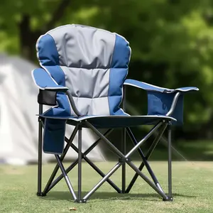 1 Pack Extra Large Outdoor Heavy Duty Camping Folding Chair 500 Lbs Capacity with Organizer Bag Side Mesh Bag Cooler Bag Mesh Cup Holder for Lawn Beach Camping Travel Hikes