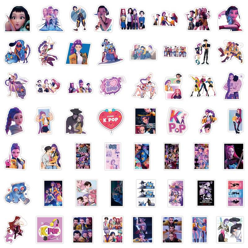 110Pcs/Set Kpop Anime Stickers Set ,K-pop Cartoon Waterproof Colorful DIY Decor for Phone Cases, Sticker Pack for Laptop, Water Bottles, Computers, Waterproof Decals, Birthday gift,Kpop Stuff For Girls,Mother's Day Gift