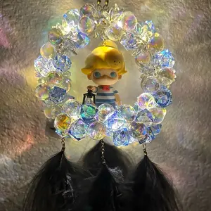 Car Hanger Night Light (Doll Can Change) Hanging Decor Wall Decor Window Charms Desk Decor Table Decor Car Charms Ornaments Valentine's Day Gift Birthday Gift Figures Crafts Handmade Beads Cute Shiny Hangable Decoration Switch Nature