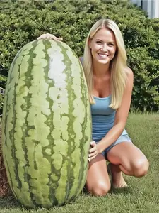 100 Giant Watermelon Seeds, Lazy Man's Watermelon, for Planting Heirloom and Non GMO , Seeded Watermelon, Nutritious, Can be Replanted Every Year, Easy to Grow