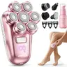 7D Electric Shaver for Women & Men, 5-in-1 Multifunctional Women's Electric Razor with 7D Magnetic Shaver Heads, Waterproof Wet Dry Trimmer Kit, Body Hair Trimmer,Head Shavers for Bald Men,Nose Ear Hair Trimmer,USB Rechargeable Clippers,Pink,Black,Purple