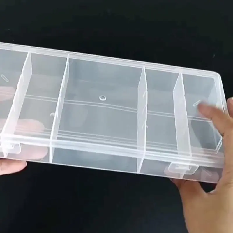 1pc Transparent Storage Box With Cover, Clear Storage Box, Rectangle 5 Grid Eyelash Extension Tool Storage Box, Glue Tweezer Holder, Makeup Storage Organizer, Cosmetic Storage, Multi Compartment Design