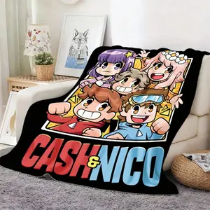 1pc JOOCAR Cash Nico Anime Bedspread/Throw Blanket - Soft Flannel Bed Cover Suitable for Bed, Couch, Dorm & Camping | Machine Washable Cozy Bedspread with Cash Nico Design | Durable Bedspread for Fans, Bedspread Suitable for Fans summerwins,summerwins