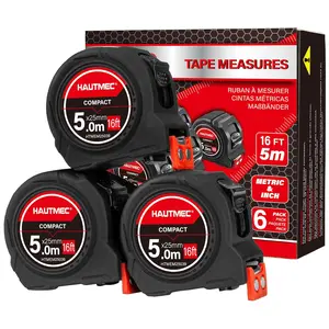 Tape Measure 16ft/5m 6-Pack with Magnetic Hook & Finger Brake Lock |   Fraction 1/8" Dual Metric and Imperial Scale |   Compact for Builders, Woodworkers & Wholesale 25039