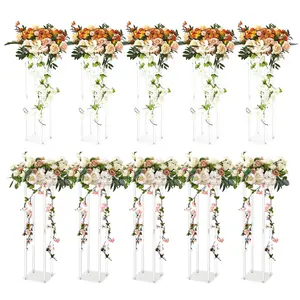 VEVOR 23.6inch High Wedding Flower Stand,  With Acrylic Laminate,Acrylic Vase Column Geometric Centerpiece Stands, Floral Display Rack for T-Stage Events Reception, Party Decoration