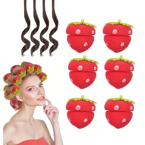 6Pcs DIY Foam Curler - Strawberry Shape Heatless Sleep Curler, Heatless Hair Curlers, Soft Sponge Material, Lazy Curler Set, Suitable for Most Hair Styles, Essential Styling Tools for Women
