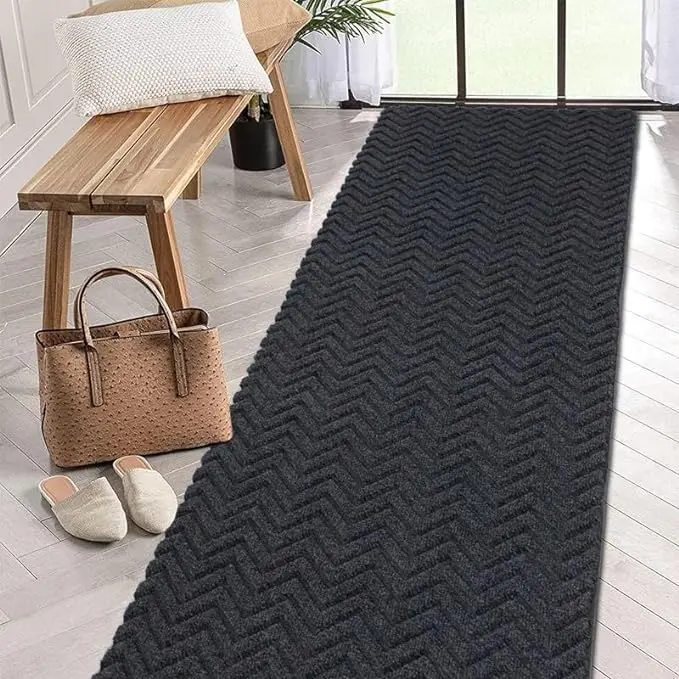 Heavy Duty PVC Door Entrance Rug - Groove Design, Striped, Non-Slip, Durable, Classic, Water Absorbent, Stain Resistant, Machine Washable Indoor-Outdoor Anti-Slip Washable Rug Bath Mat for Hallways, Entryway Areas, Anti-Slip Bath Mats