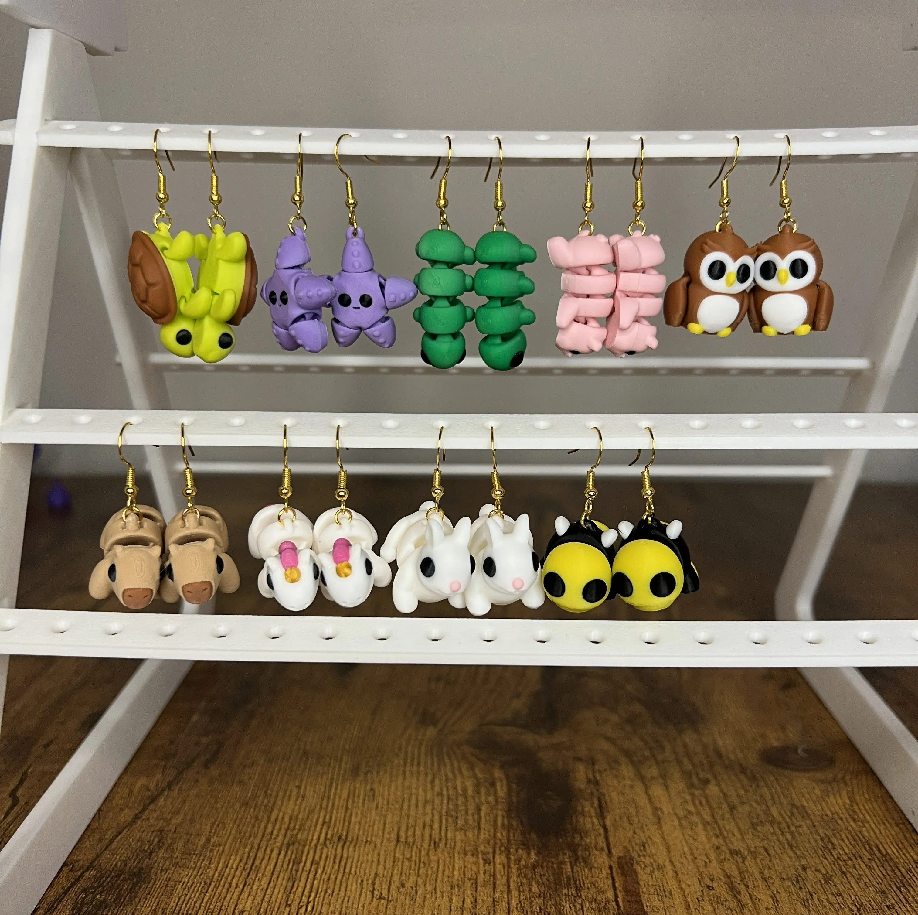 Earrings - 3D Printed Animals Articulated/ Great Gift Idea