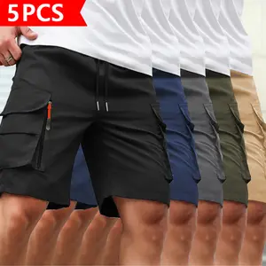 5-Pack Men’s Quick-Dry Casual Shorts – Lightweight, Breathable Summer Outdoor Shorts with Secure Zippered Pockets, Stretch Athletic Shorts for Workouts, Hiking, Running, Golf, and Everyday Wear