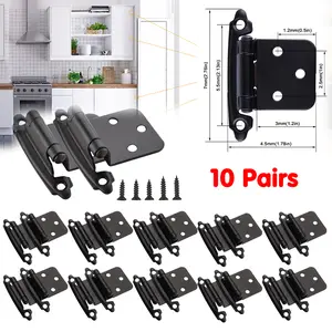 Kitchen Cabinet Hinges Black Overlay Self Closing Face Mount for Cupboard Door 10 Pairs Satin Nickel Finish Rust Resistant Variable Overlay Hinges