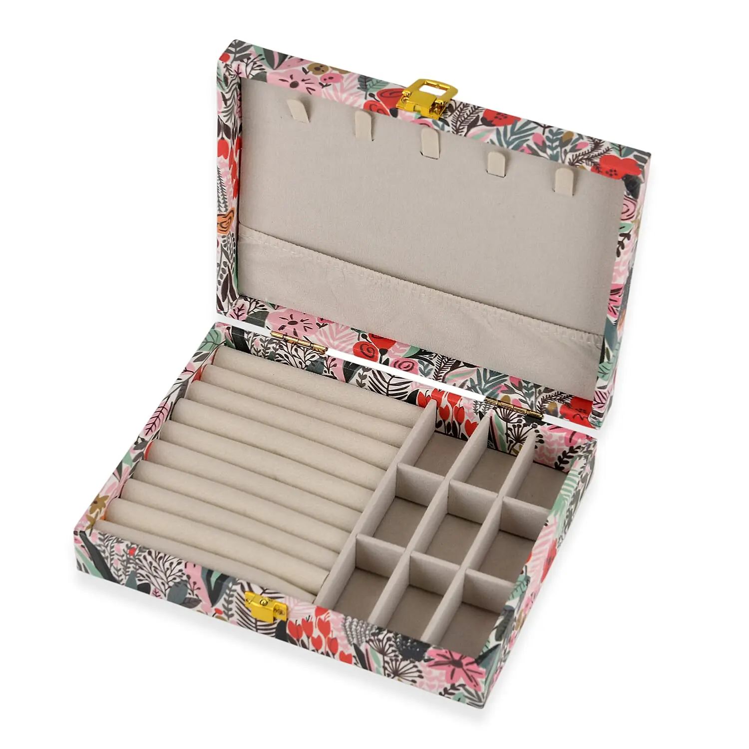 Green Leave Faux Leather Jewelry Box